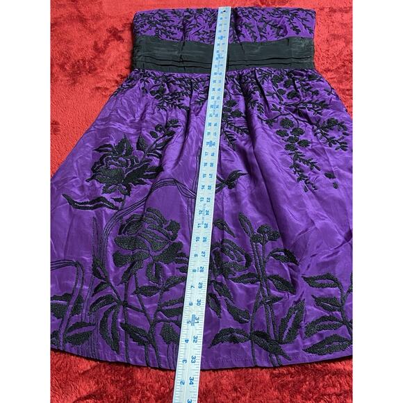 Tracy Reese S 6 Silk Black Floral Embroidered Purple Dress Whimsigoth Empire NYE - Picture 10 of 16